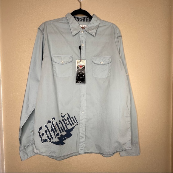 NWT Ed Hardy Embroidered Long Sleeve Button Up - Picture 2 of 9